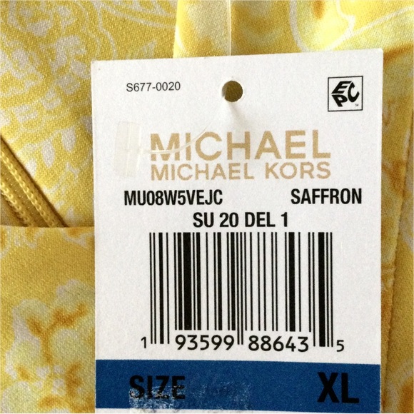 Michael Michael Kors Sleeveless Mini Dress XL – Yellow Floral Paisley, NWT - Picture 13 of 15